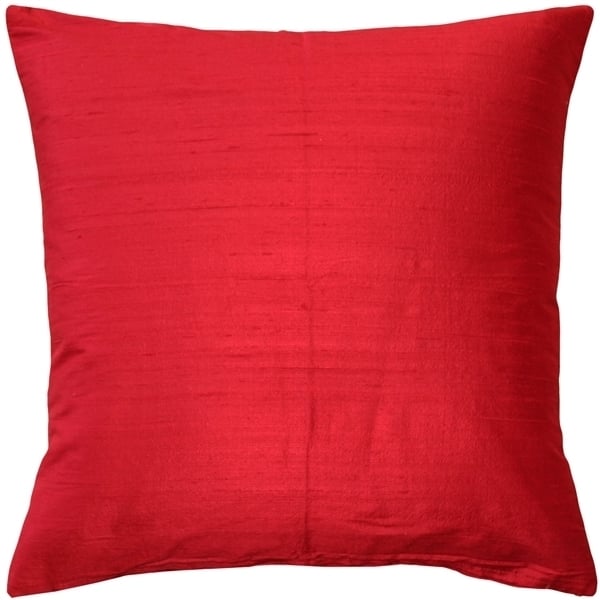 Pillow Decor Sankara Red Silk Throw Pillow 16x16 Dupioni Fabric Poly Insert Image 1