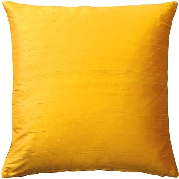 Pillow Decor 18x18 Deep Yellow Silk Throw Pillow 100% Dupioni Silk Image 1