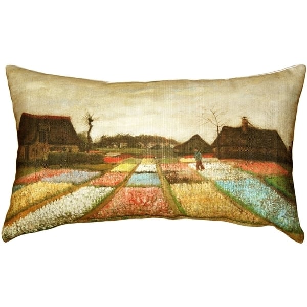 Pillow Decor Van Gogh Flower Beds Throw Pillow 12x19 Polyester Art Accent Image 1