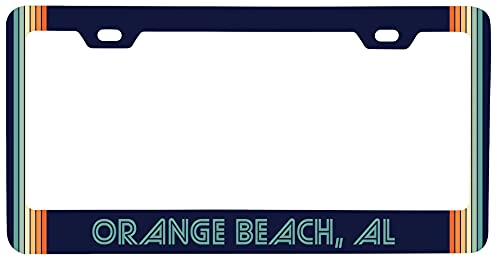 Orange Beach Alabama Car Metal License Plate Frame Retro Design Image 1
