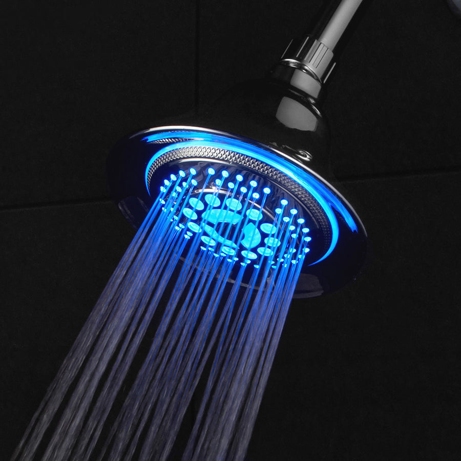 DreamSpa Chrome Color Changing LED Shower Head 5 Settings Temperature Sensor Image 1