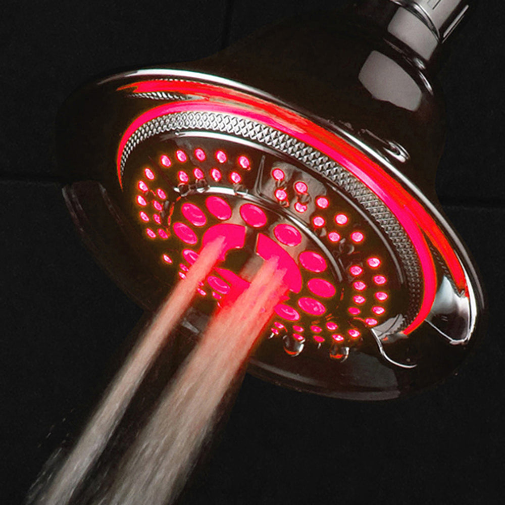 DreamSpa Chrome Color Changing LED Shower Head 5 Settings Temperature Sensor Image 2