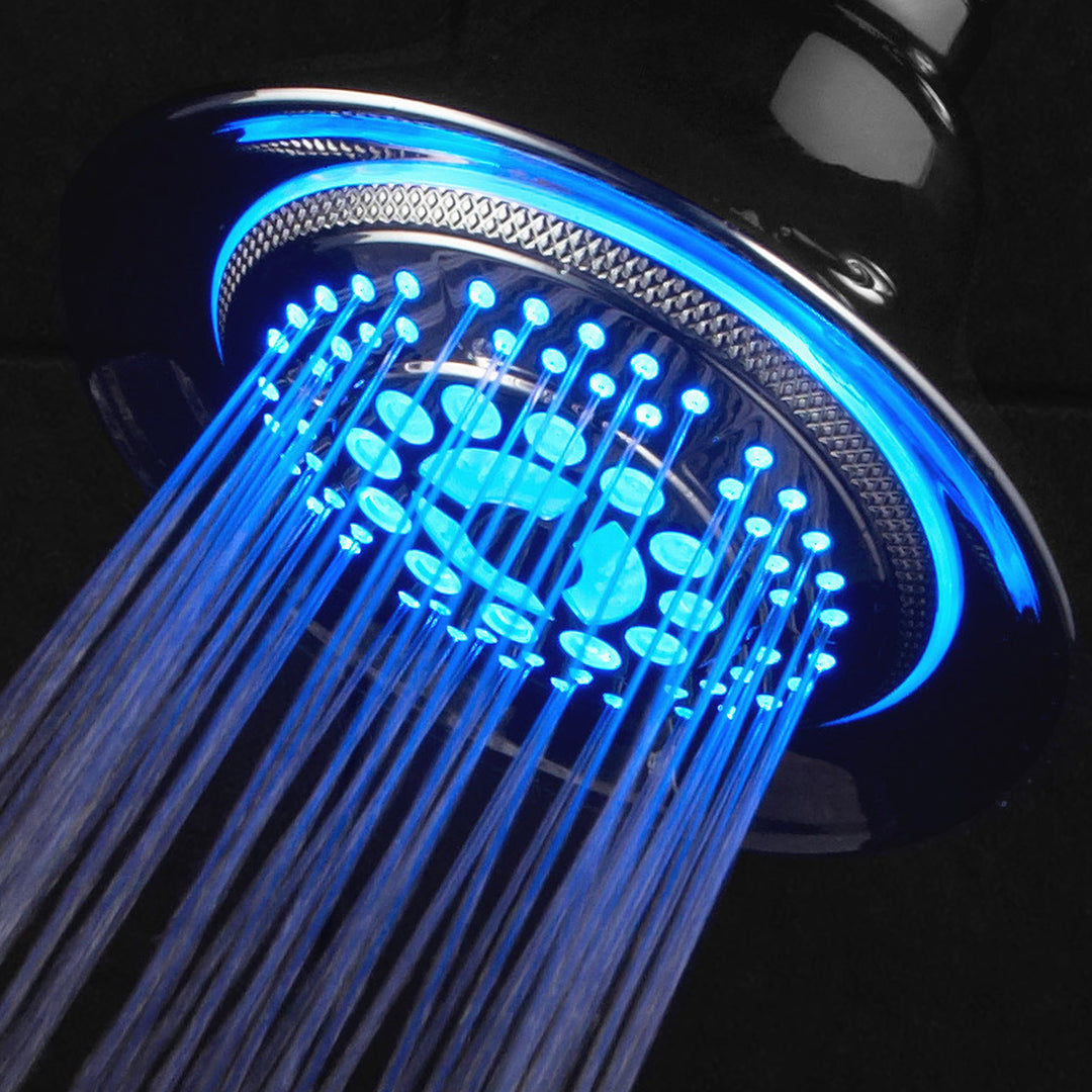 DreamSpa Chrome Color Changing LED Shower Head 5 Settings Temperature Sensor Image 3