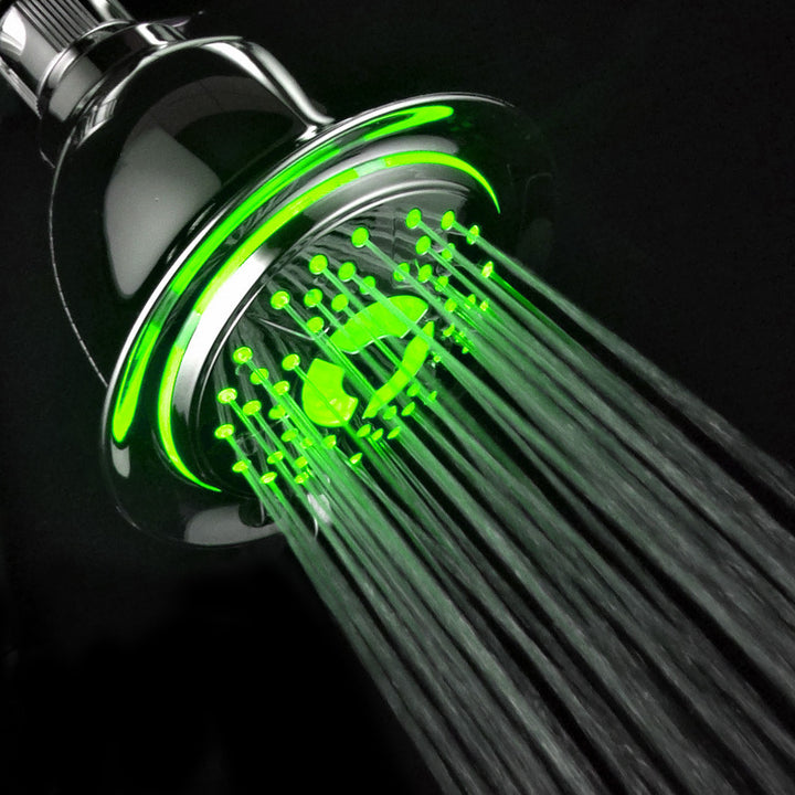 PowerSpa Chrome LED Shower Head 4 Settings Hydro Turbine Water Save Model 1491 Image 1