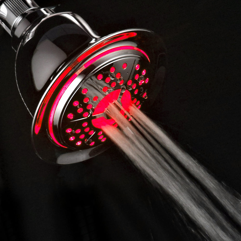 PowerSpa Chrome LED Shower Head 4 Settings Hydro Turbine Water Save Model 1491 Image 2