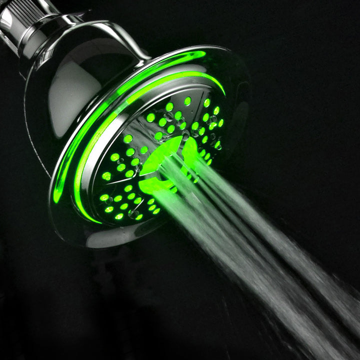 PowerSpa Chrome LED Shower Head 4 Settings Hydro Turbine Water Save Model 1491 Image 3