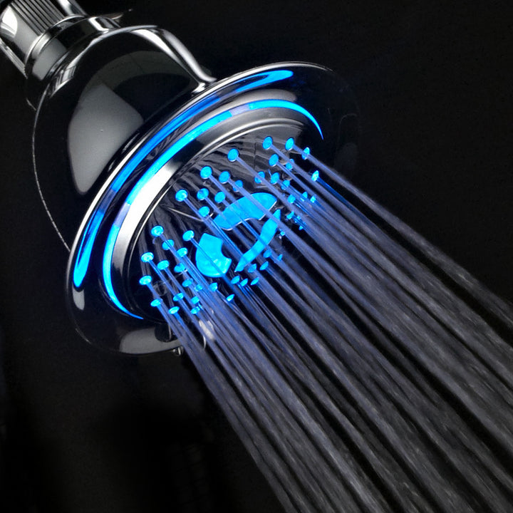 PowerSpa Chrome LED Shower Head 4 Settings Hydro Turbine Water Save Model 1491 Image 4