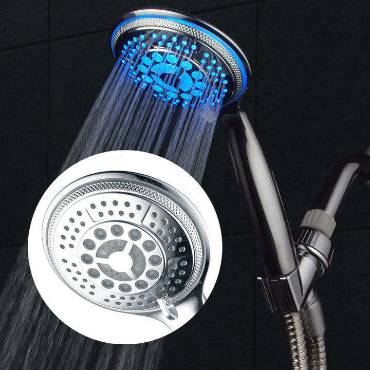 DreamSpa Chrome LED Handheld Shower 5 Settings Color Changing Water Temp 1481 Image 1