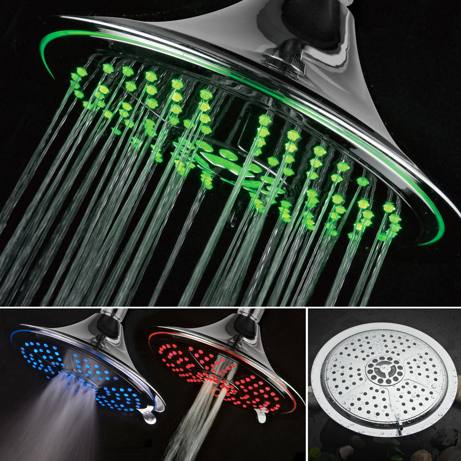 Dreamspa Ultra Luxury 8 Inch LED Rainfall Shower Head 5 Settings Chrome 1486 Image 1