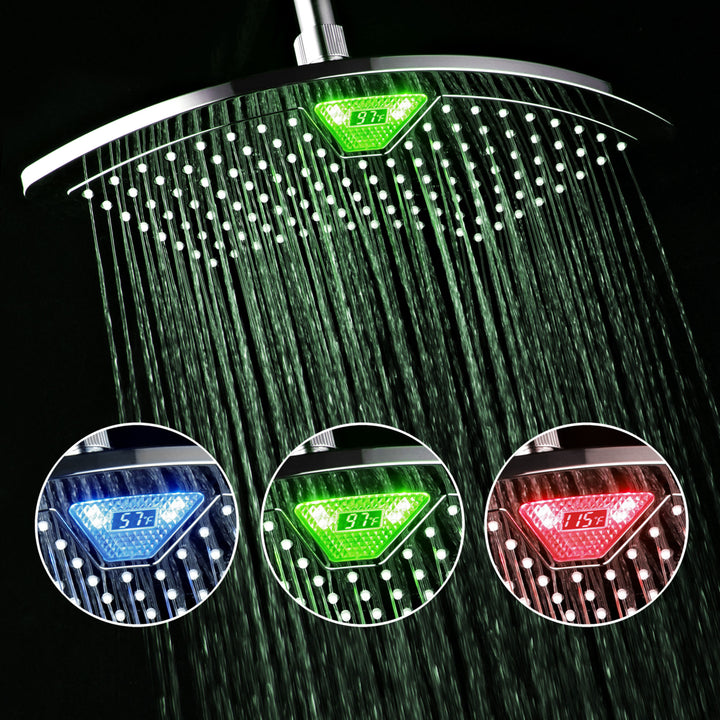 DreamSpa 12 inch Rainfall Shower Head with LED/LCD Temperature Display and Color Change Image 1