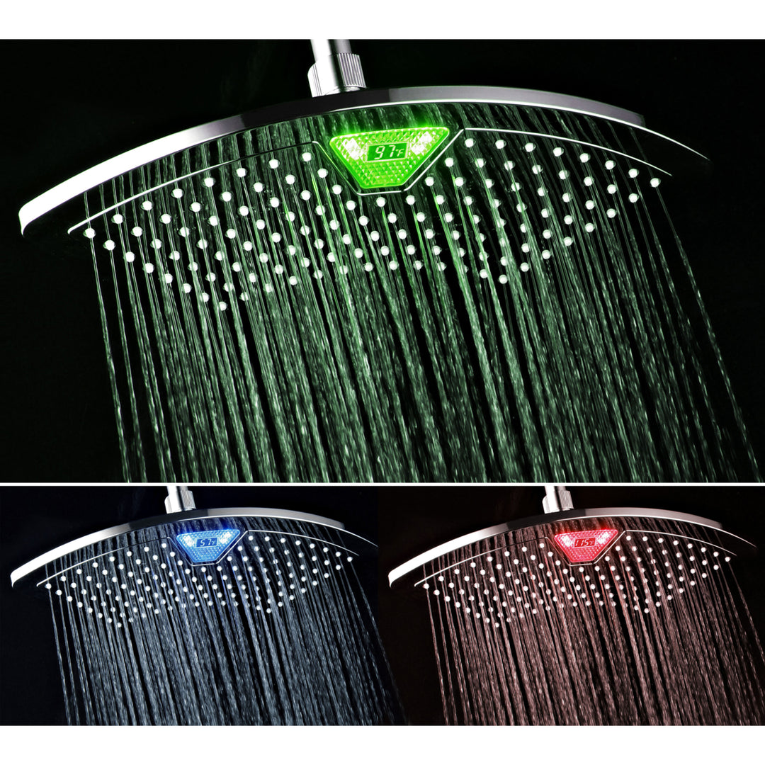 DreamSpa 12 inch Rainfall Shower Head with LED/LCD Temperature Display and Color Change Image 2