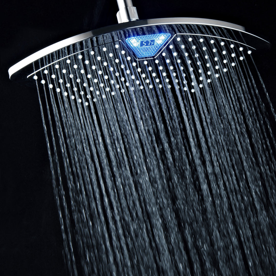 DreamSpa 12 inch Rainfall Shower Head with LED/LCD Temperature Display and Color Change Image 3