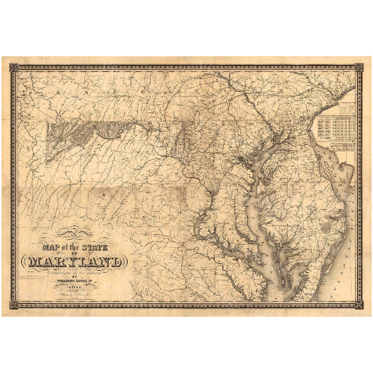 Map of Maryland Old Maryland Map, Maryland, Vintage Map, 1841 Restoration Hardware Style Maryland Wall art Maryland Map Image 5