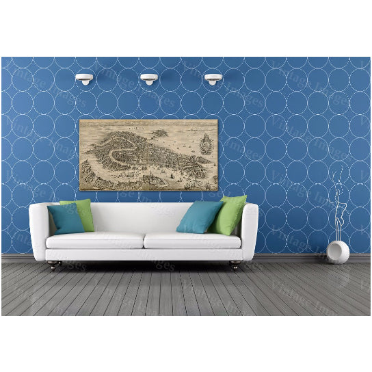 Old Venice Map, Antique 1641 Venice map Restoration Hardware Style Old Map of Venice wall Map up to 43" x 90" Antique Image 1