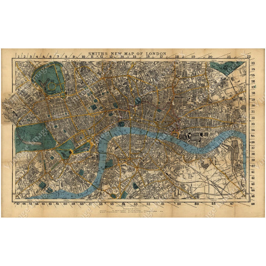 Huge Historic Old London Map old England Map 1860 Restoration Hardware Style Wall Map Old London Street Map Vintage Image 1