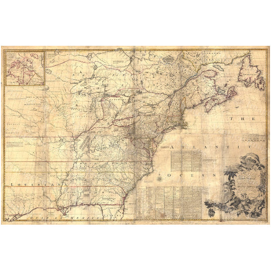 Giant Historic 1757 wall Map of British French Colonial map North America OLD map of  England Coast Restoration Hardware Image 1