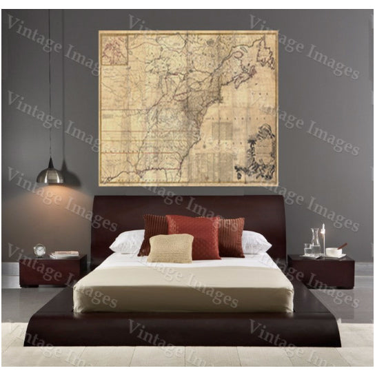 Giant Historic 1757 wall Map of British French Colonial map North America OLD map of  England Coast Restoration Hardware Image 4