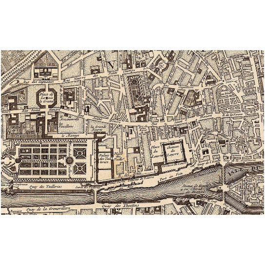 Vintage 1742 Paris Map Fine Art Print Restoration Hardware Style Image 2