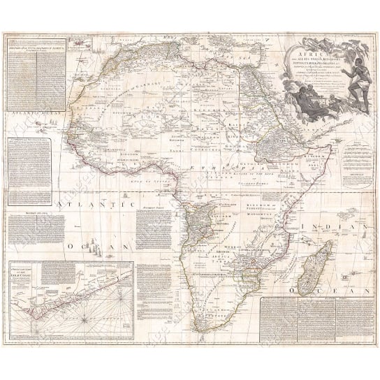 1794 Antique Map of Africa Giant Wall Art 42x50 Vintage Fine Art Print Image 1