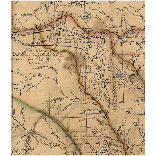1841 Texas Map Vintage Antique Restoration Print Custom Sizes Available Image 3