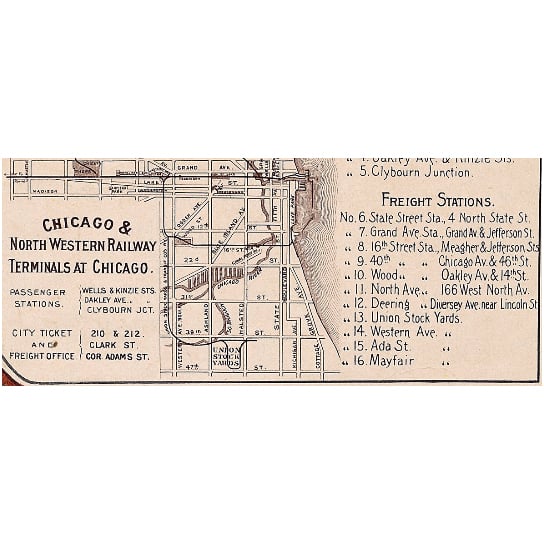 Old map of Chicago (1902) Chicago Railroad map, Chicago Map, Restoration Hardware Style Vintage Railway map, Large Image 4