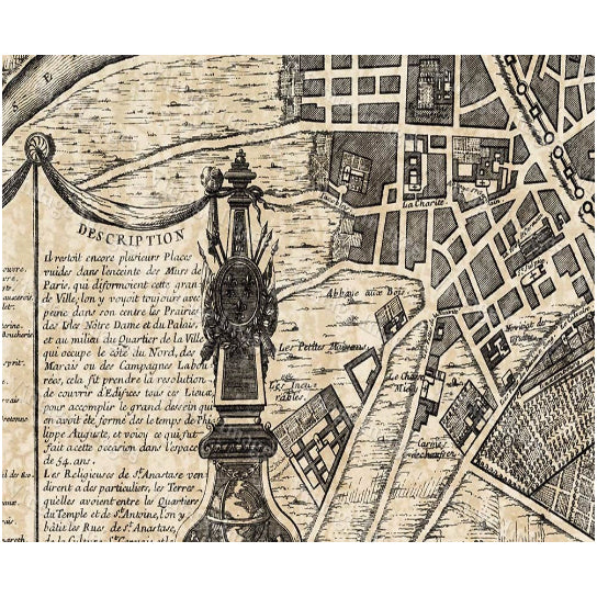 Old Paris Map Restoration Hardware Style map Of Paris historic old world Map Street map of Paris France circa 1705 wall Image 2