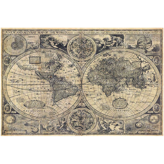 1626 Old World Map Historic Map Antique Restoration Hardware Style World Map Old Fine Art Print old map of the world Image 1