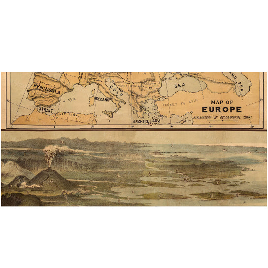 Andrews Old School Wall Map classroom Chart Of Geographical Illustration Old World Map Historic Map Antique Restoration Image 4