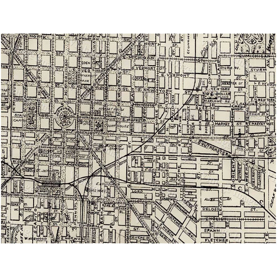 Large 1899 Vintage Historic Indianapolis Indiana Bicycle and Driving Map Antique Restoration Hardware Style wall Map Image 2