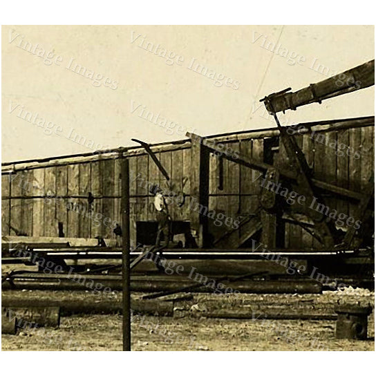 Vintage Sepia Photo Black and White Oil Derrick Drill Rig 16x24 Texas Oil Field Image 2