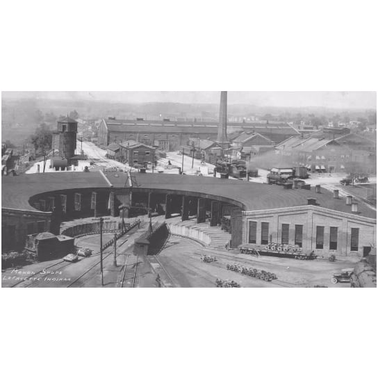 Vintage 1923 Lafayette Indiana Railroad Train Photo Monon Shops Roundhouse 14x42 Image 2