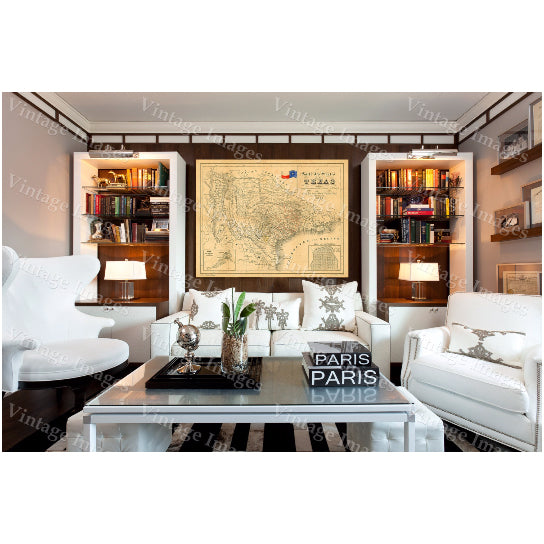 Texas Map 1849 Map of Texas, TEXAS, Old Map of Texas, Vintage Map, Restoration Hardware Style Texas Wall art German Map Image 1