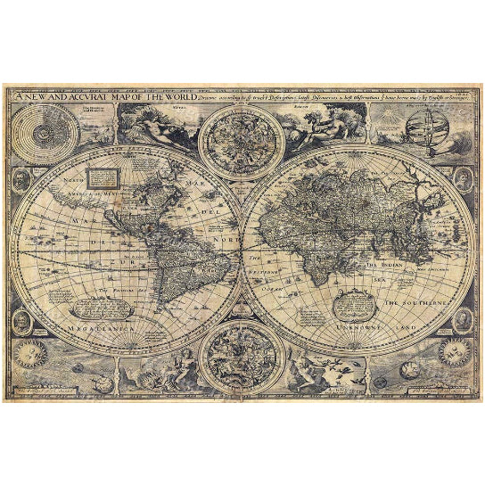 1626 Antique World Map Fine Art Print 24x30 Heavyweight Paper Gift Image 4