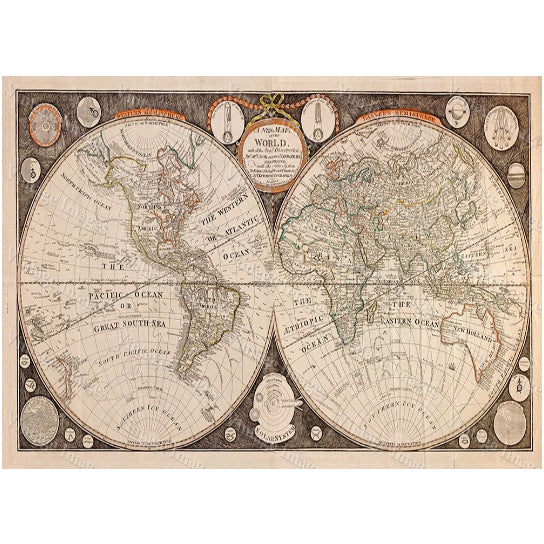 Old World Map Giant Historic map 1799 Thomas Kitchen World Atlas Map Restoration Hardware Antique Style wall Map Of The Image 1