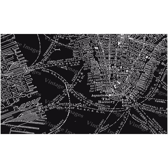 York City Manhattan Street Map 1910 Historic Black And White Street Map Architectural blueprint Style wall  Map Fine Image 2