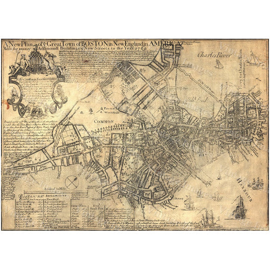 Old Boston Map 1769 Historic Boston map Antique Boston Map Restoration Hardware Style Map of Boston sizes up to 43" x Image 2