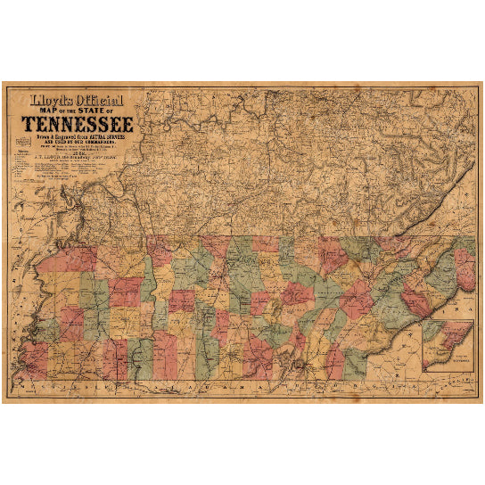 1862 Vintage Tennessee Map Wall Art Restoration Hardware Style Custom Sizes Available Image 2