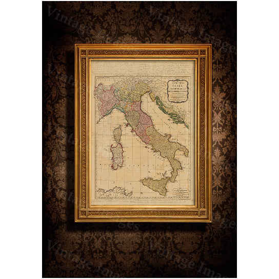 Old map of Italy (1794) Italy map in 5 sizes up to 43"x55" (109x140cm) Restoration Hardware Style Vintage map of Italy, Image 1