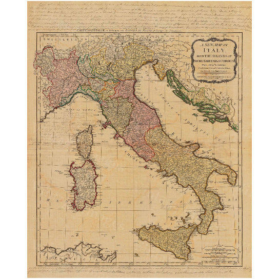 Old map of Italy (1794) Italy map in 5 sizes up to 43"x55" (109x140cm) Restoration Hardware Style Vintage map of Italy, Image 2