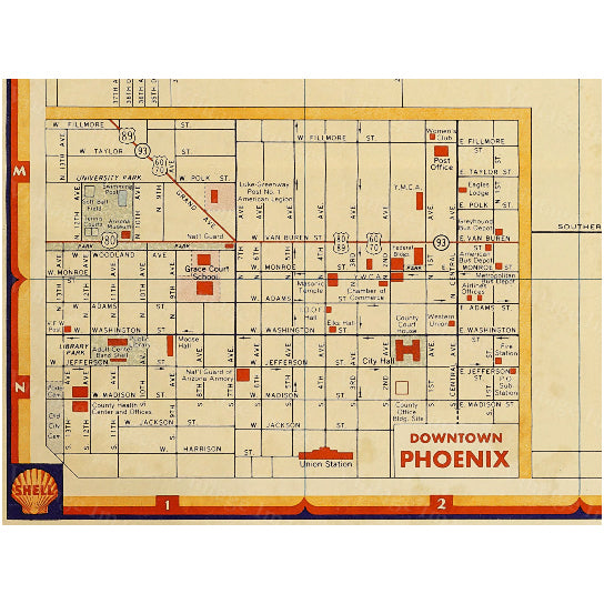 Old Phoenix Map Vintage Phoenix Arizona map Antique Restoration Hardware Style Map of Phoenix Arizona Wall Map Arizona Image 2