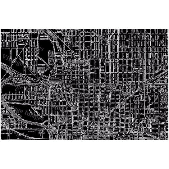 1899 Vintage Historic Indianapolis Map Indiana Bicycle and Driving Map HUGE Black and WhiteRestoration Hardware Image 2