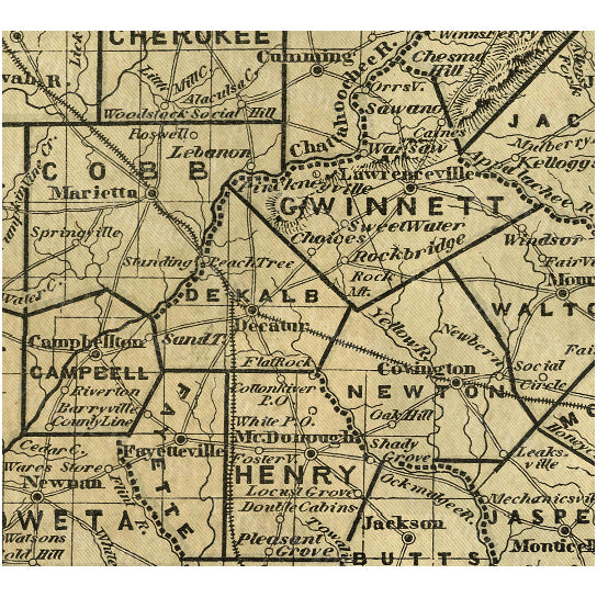 Georgia map Antique map of Georgia Antique Restoration Hardware Style Map of Georgia Large Old Georgia Wall Map  Office Image 3