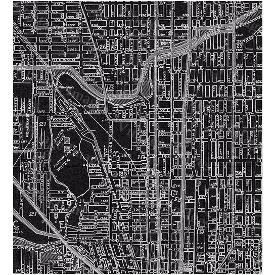 1921 Antique Indianapolis Map Fine Art Print Black Blueprint Style Image 2