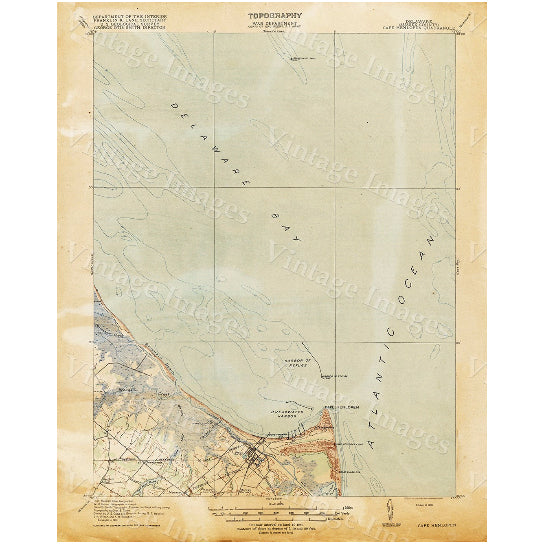 Old Map of Delaware Bay 1918 Delaware Bay map Antique Map Restoration Hardware Style Map Cape Henlopen Chart map Image 1