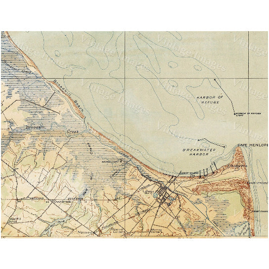 Old Map of Delaware Bay 1918 Delaware Bay map Antique Map Restoration Hardware Style Map Cape Henlopen Chart map Image 3