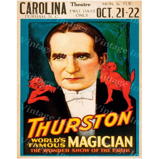 Thurston Magic Show Poster Vintage Fine Art Print 1921 Vaudeville Durham NC Image 1