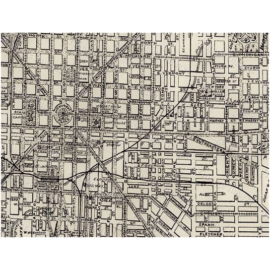 Huge 1899 Vintage Historic Indianapolis Indiana Bicycle and Driving Map Antique Restoration Hardware Style wall Map Fine Image 2