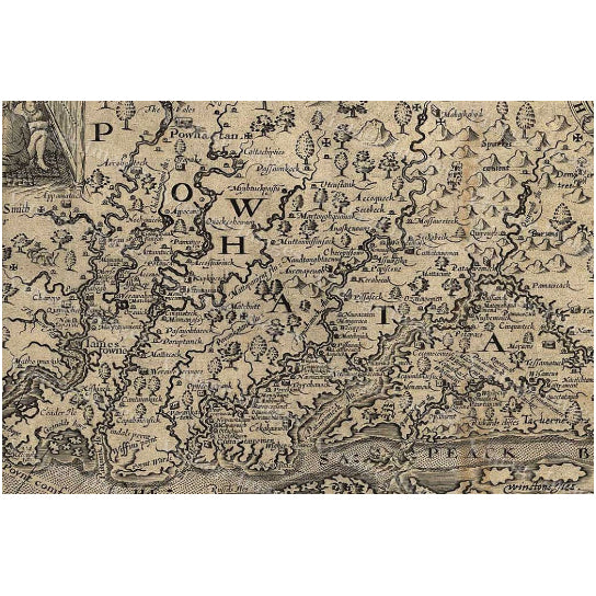 1607 historic Map of Virginia John Smith Old Antique Restoration Hardware Style Virginia wall Map six sizes up to 43" x Image 3