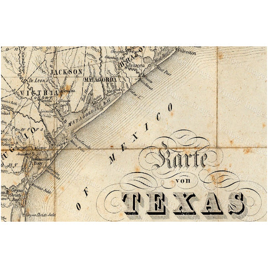 Vintage 1841 Map of Texas state Historical map Antique Restoration Hardware Style wall Map six sizes up to 43" x 55 Image 2