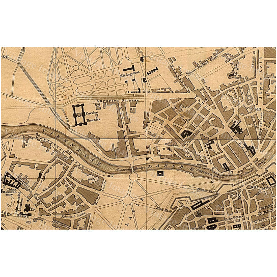 Giant Vintage Historic Unique Wall Map of VIENNA from 1858 Antique Restoration Hardware Style Fine art Print Poster Image 2